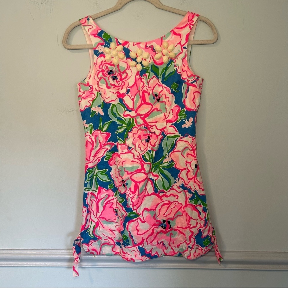 Lilly Pulitzer Flutter Blue Lucky Charm Delia Sleeveless Mini Dress Size 14 Girl
